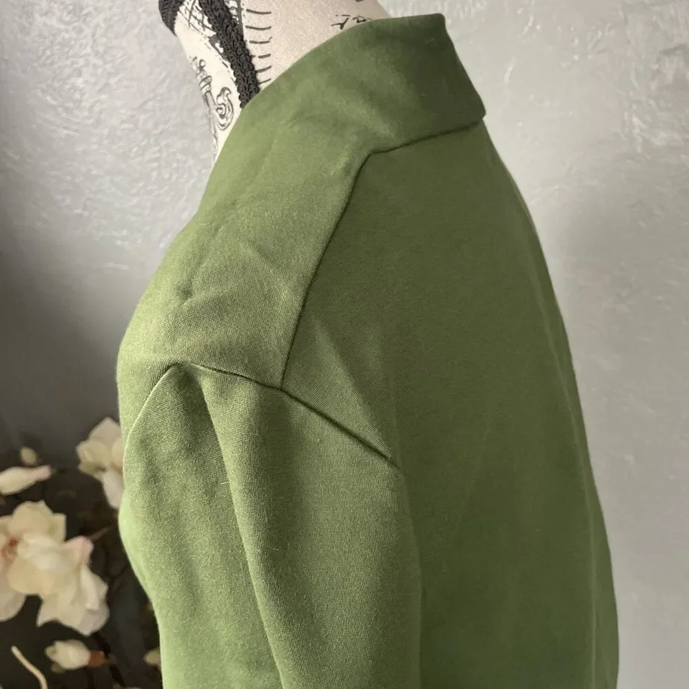 Kate Spade Saturday Dress S Small Green Pullover Stretch Sheath Long Sleeve
